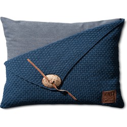 Knit Factory Barley Sierkussen - Jeans - 60x40 cm - Inclusief kussenvulling