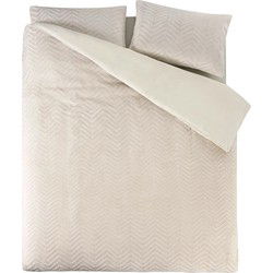 Teddy Dekbedovertrek Visgraatpatroon Beige-1-persoons (140 x 200/220 cm)