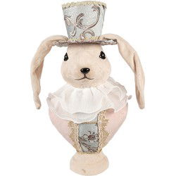 Clayre & Eef Decoratie Beeld Konijn 18x15x39 cm Beige Textiel op Kunststof