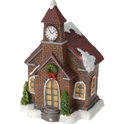 1x Verlichte color changing kerstdorp huisjes/kersthuisjes kerken 13 cm - Kerstdorpen