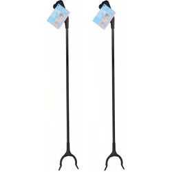 2x stuks zwarte zwerfvuil grijpers 83 cm - Afvalgrijpers