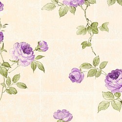 A.S. Création behang bloemen crème beige, paars en groen - 53 cm x 10,05 m - AS-345015
