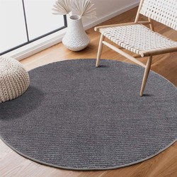 Rond Laagpolig vloerkleed - Junius Modern Effen Gestreept Grijs - 160 X 160 CM