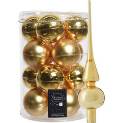 Decoris kerstballen 16x stuks 8 cm incl. piek glans goud - glas - Kerstbal