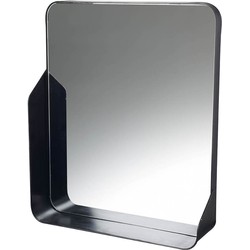 Spiegel met plankje Wall - Zwart - 51x11x60 cm