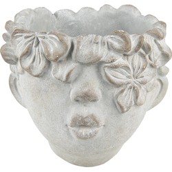 Clayre & Eef Bloempot Hoofd 20x18 cm Grijs Steen