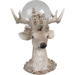 Clayre & Eef Sneeuwbol Hert Bruin Glas Kerst
