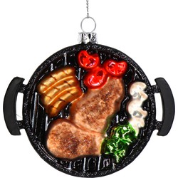 Ornament kerstbal Barbecue Glazen Zwart 10.1 cm