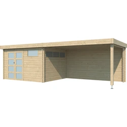 Woodlands blokhut modern met overkapping en dakisolatie, 755 x 295 cm