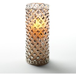 luxe led kaarsen in zilver glas D7,5 x H17,5 cm - LED kaarsen