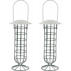 Set van 2x stuks vogel vetbollen automaat staand/hangend 27 cm - Vogel voedersilo