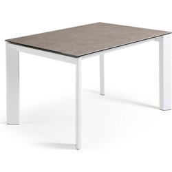 Kave Home - Axis uitschuifbare keramische tafel met wit stalen poten 120 (180) cm