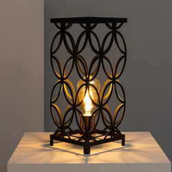 Bussandri - Klassieke Tafellamp - Metaal - E27 - L:15cm - Voor Binnen - Woonkamer - Eetkamer - Slaapkamer - Tafellampen - Zwart
