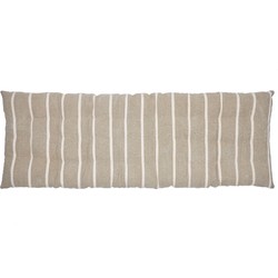 Kave Home - Bankkussen Margarida 100% beige katoen met mosterdstrepenprint 40 x 120 cm