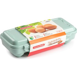 Eierdoos - koelkast organizer eierhouder - 10 eieren - mint groen - kunststof - 27 x 12,5 cm - Vershoudbakjes