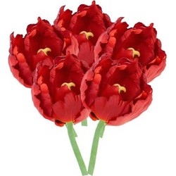 5x Kunstbloemen tulp rood 25 cm - Kunstbloemen