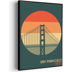Muurwerken Akoestisch Schilderij - San Francisco 1976 Golden Gate Bridge - Geluidsdempend Wandpaneel - Wanddecoratie - Geluidsisolatie - PRO (AW 0.90) M (60X85)