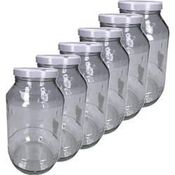 6x Luchtdichte weckpot transparant glas 1700 ml - Weckpotten