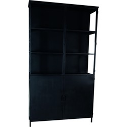 PTMD Elina Glass Cabinet Black Iron Frame 2 Doors
