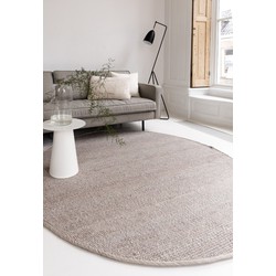 Wollen Vloerkleed Grijs/Beige Vik Grijs/Antraciet - <a href="https://vloerkledenloods.nl/vloerkleden/wollen-vloerkleed">Wol</a> - Rond 200 Ø - (L)