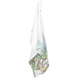 Clayre & Eef Theedoek  50x70 cm Wit Groen Katoen Jungle Botanics Keukenhanddoek