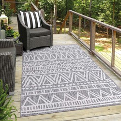 Tapijtenloods Sun In- & Outdoor Vloerkleed Laagpolig Grijs- 240x340 CM