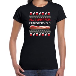 Bellatio Decorations fout kersttrui t-shirt dames - Frikandel speciaal - zwart - Frituur snack XS - kerst t-shirts