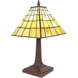 LumiLamp Tiffany Tafellamp  Ø 20x38 cm  Geel Kunststof Glas Tiffany Bureaulamp