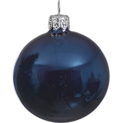 4 Glazen kerstballen glans 10 cm nacht blauw - Decoris