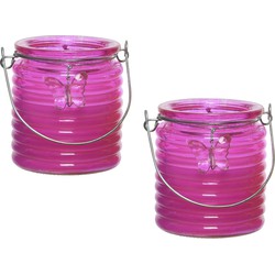 Citronella kaars - 5x - in windlicht - roze - 20 branduren - citrusgeur - geurkaarsen