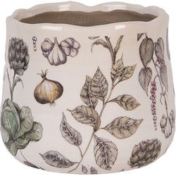 Clayre & Eef Bloempot Ø 14x12 cm Beige Keramiek Groenten