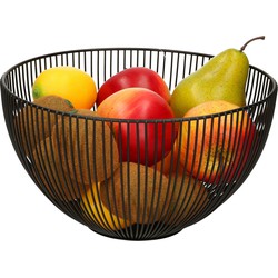 Fruitschaal/fruitmand rond zwart metaal 25 cm - Fruitschalen