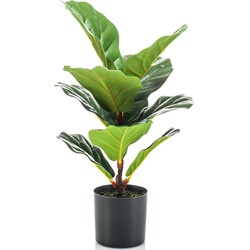 Emerald Kunstplant Ficus Lyrata - groen - 55 cm - in pot - Mooie decoratie kunstplanten voor binnen - Kunstplanten