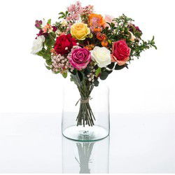 Emerald Kunstbloemen boeket/veldboeket - medium - Classic Rose - Kunstbloemen