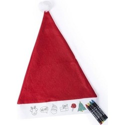 50x Hobby Kerstmutsen inkleurbaar met waskrijtjes voor jongens/meisjes/kinderen - Kerstmutsen