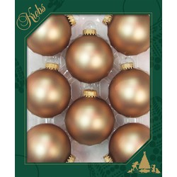 8x stuks glazen kerstballen 7 cm cappuccino velvet bruin mat - Kerstbal