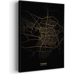 Muurwerken Akoestisch Schilderij - Tilburg Plattegrond Zwart Geel - Geluidsdempend Wandpaneel - Wanddecoratie - Geluidsisolatie - BASIC (AW 0.65) S (50X70)