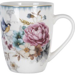 Clayre & Eef Mok Wit Roze Porselein Bloemen