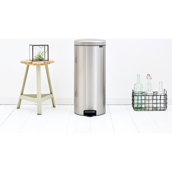 NewIcon pedaalemmer 30 liter met kunststof binnenemmer Matt Steel Fingerprint Proof