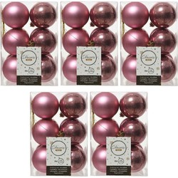 60x Kunststof kerstballen glanzend/mat oud roze 6 cm kerstboom versiering/decoratie - Kerstbal