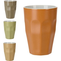 Set van 8x stuks grote luxe gekleurde porseleinen bekers/koffiekopjes 330 ml - Bekers