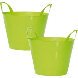 3x Stuks kunststof flexibele emmers/wasmanden/kuipen groen 30 liter - Wasmanden