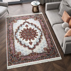 Isfahan Oosters Vloerkleed Nain - Laagpolig - Klassiek Vintage Tapijt - Creme / Multi- 80x150 CM