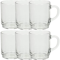 Set van 12x stuks theeglazen 250 ml van glas stabelbaar - Koffie- en theeglazen