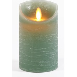 1x LED kaarsen/stompkaarsen jade groen met dansvlam 12,5 cm - LED kaarsen