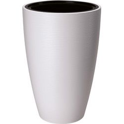 Form Plastic Plantenpot/bloempot Gobi - kunststof - wit - D30 x H48 cm - met binnenpot - Plantenpotten