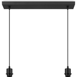 Metaal kroonluchter - Industrie hanglamp - Zwart - Met 2 pcs lampvoeten - Ontworpen voor Eetkamer en Slaapkamer – 55 x 9.5 x 112.5cm - set met E27 Lamphouder - voor Lampenkap met Doorsnede max 40cm - Gloeilamp Niet Inbegrepen