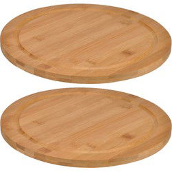 Set van 2x stuks bamboe broodplank/serveerplank/snijplank rond 25 cm - Serveerplanken