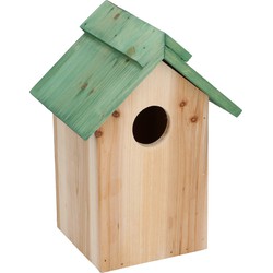 Lifetime Garden Vogelhuisje - hout - 24 x 18 x 14 cm - groen dak - Vogelhuisjes