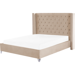 Beliani LUBBON - Tweepersoonsbed-Beige-Fluweel